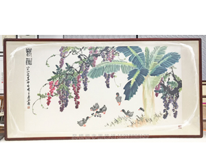 名家娄师白小鸭子 装裱画框