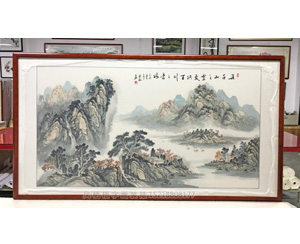 办公室山水画装裱画框 