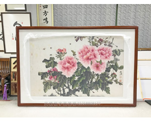 国画牡丹花 装裱画框    