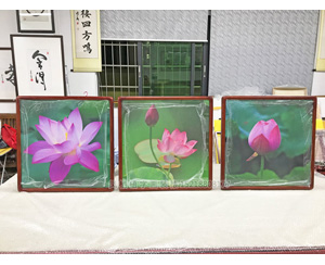喷绘荷花图 装裱画框   